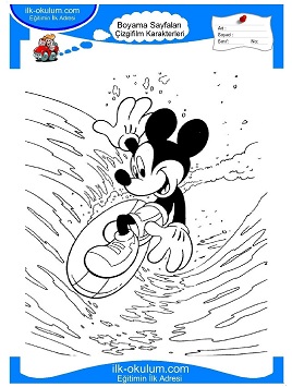 Çocuklar İçin Mickey Mouse Boyama Sayfaları 
